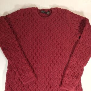 Jeanne Pierre Red Wine Cable CottonKnit Sweater Size S Outdoor Fall Cozy Winter